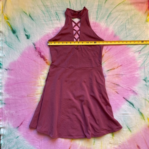 Express Mauve Mini Halter Skater Dress | Size S - Picture 3 of 11